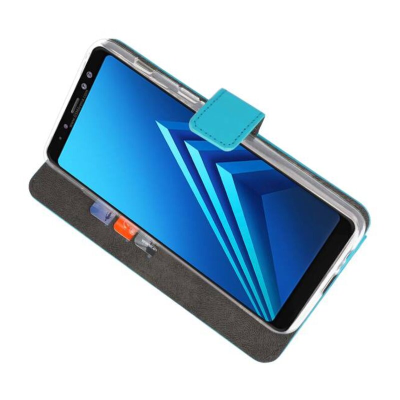 Wallet Cases Hülle für Galaxy A8 Plus 2018 Blau