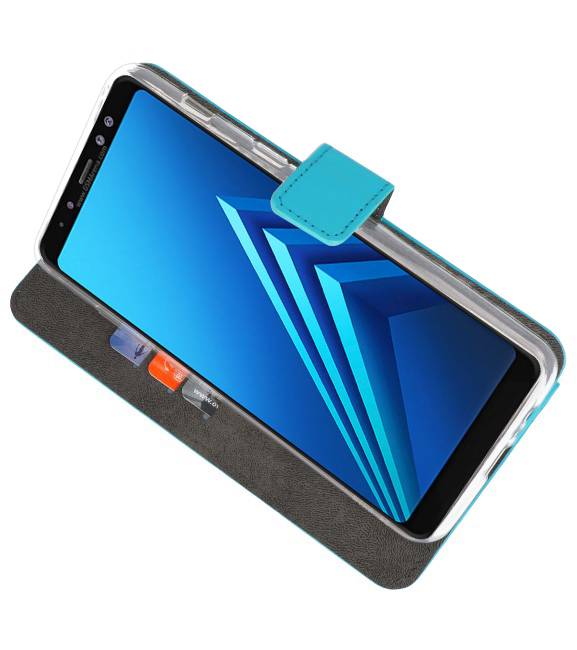 Wallet Cases Hoesje voor Galaxy A8 Plus 2018 Blauw