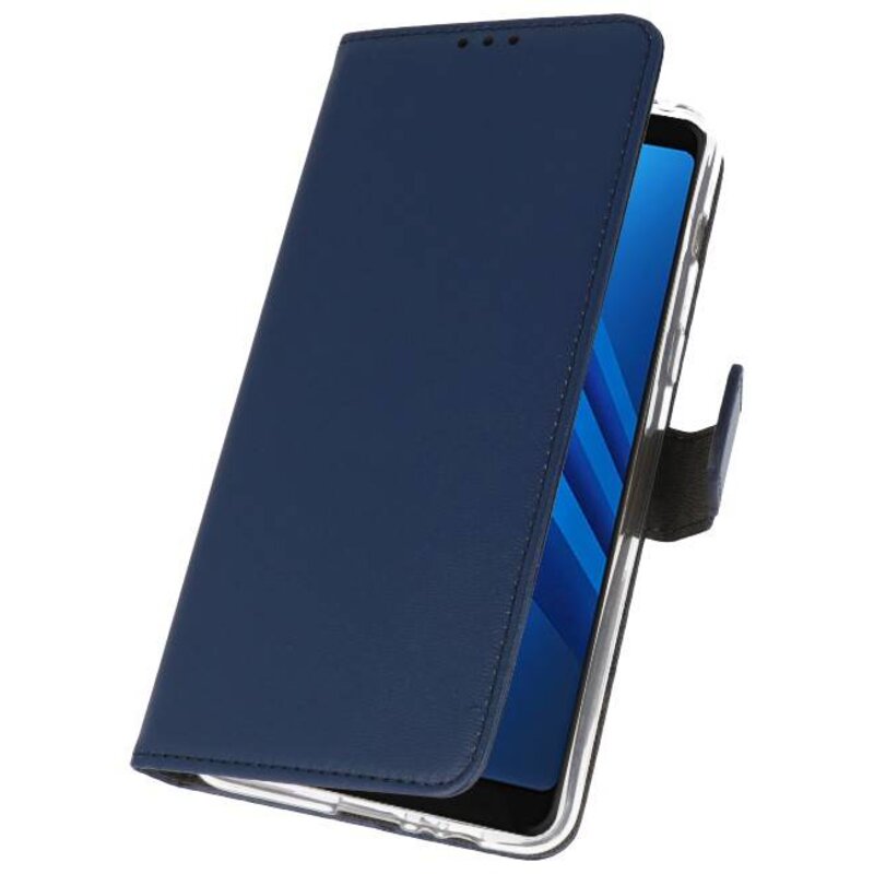 Wallet Cases Hoesje voor Galaxy A8 Plus 2018 Navy