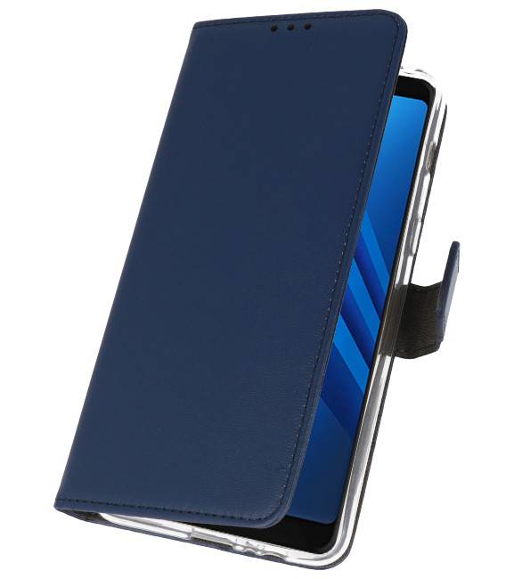 Wallet Cases Hoesje voor Galaxy A8 Plus 2018 Navy