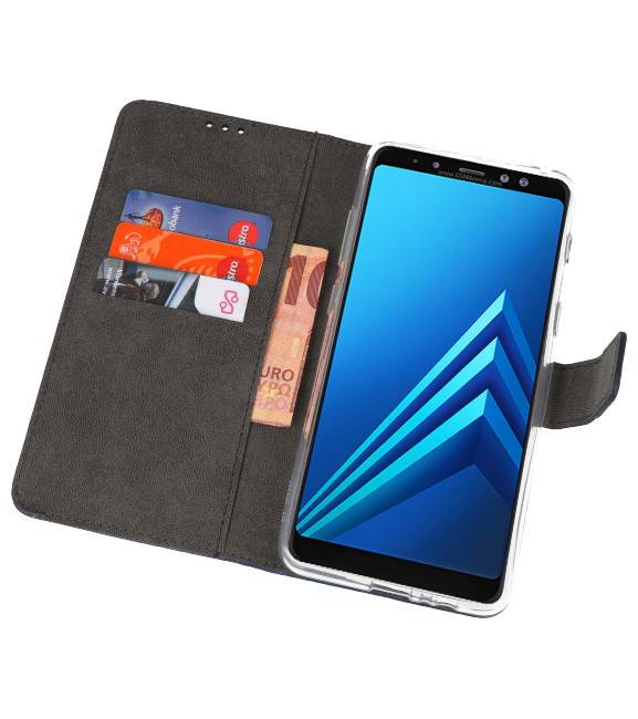 Wallet Cases Hoesje voor Galaxy A8 Plus 2018 Navy