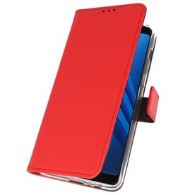 Funda con estuche Wallet para Galaxy A8 Plus 2018 Red