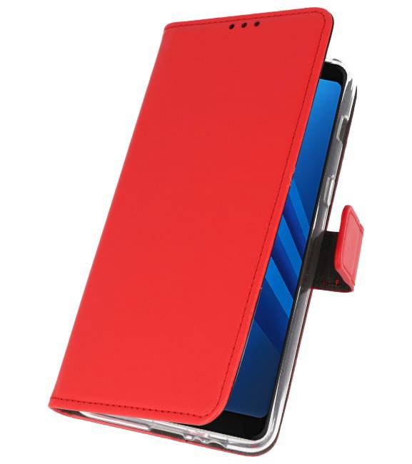 Wallet Cases Hoesje voor Galaxy A8 Plus 2018 Rood