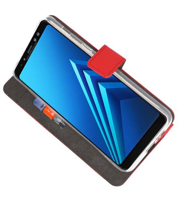 Wallet Cases Hoesje voor Galaxy A8 Plus 2018 Rood