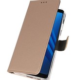 Wallet Cases Hoesje voor Galaxy A8 Plus 2018 Goud