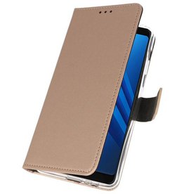 Wallet Cases Hoesje voor Galaxy A8 Plus 2018 Goud