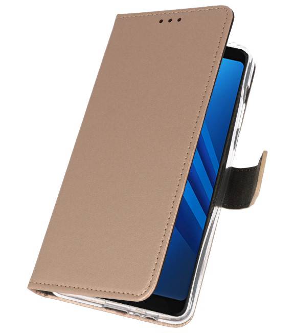 Wallet Cases Hülle für Galaxy A8 Plus 2018 Gold