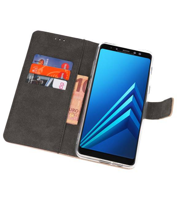 Wallet Cases Hoesje voor Galaxy A8 Plus 2018 Goud