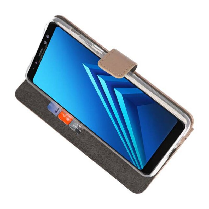 Funda con estuche Wallet para Galaxy A8 Plus 2018 Gold