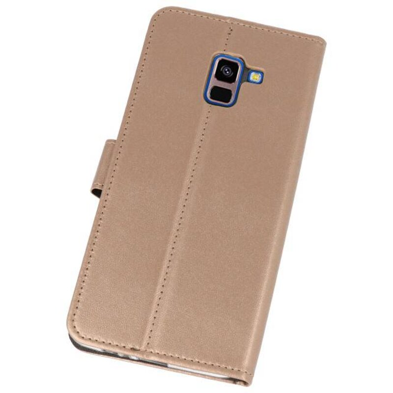 Wallet Cases Hoesje voor Galaxy A8 Plus 2018 Goud