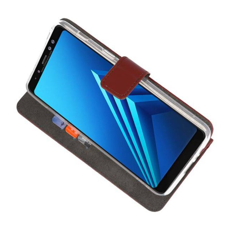 Wallet Cases Hülle für Galaxy A8 Plus 2018 Braun