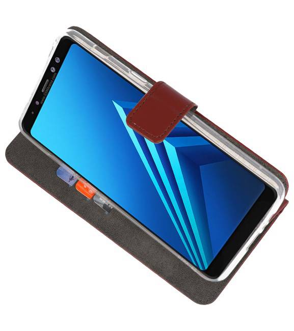 Wallet Cases Hülle für Galaxy A8 Plus 2018 Braun