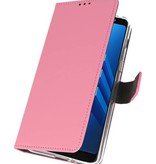 Wallet Cases Hülle für Galaxy A8 Plus 2018 Pink