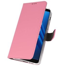 Étuis portefeuille pour Galaxy A8 Plus 2018 Rose