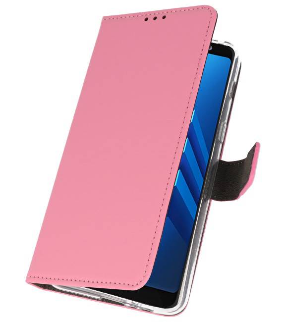 Wallet Cases Hoesje voor Galaxy A8 Plus 2018 Roze