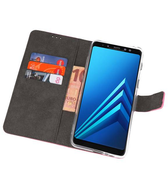Wallet Cases Hoesje voor Galaxy A8 Plus 2018 Roze