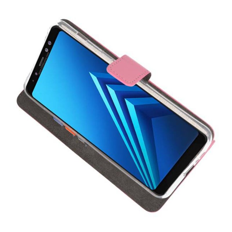 Étuis portefeuille pour Galaxy A8 Plus 2018 Rose