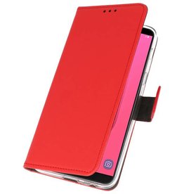 Wallet Cases Hoesje voor Galaxy J8 Rood