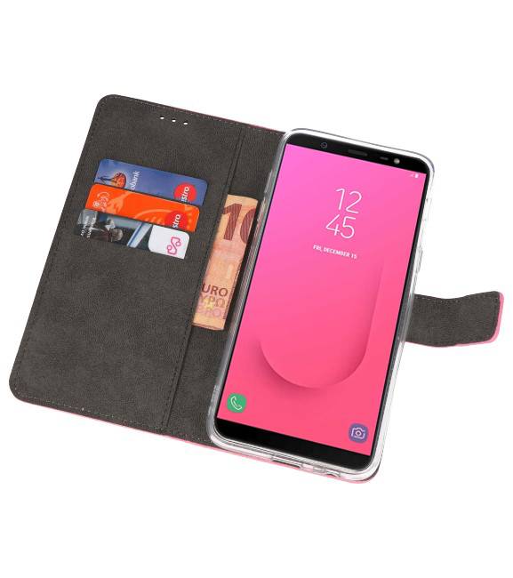 Estuche con monedero para Galaxy J8 rosa