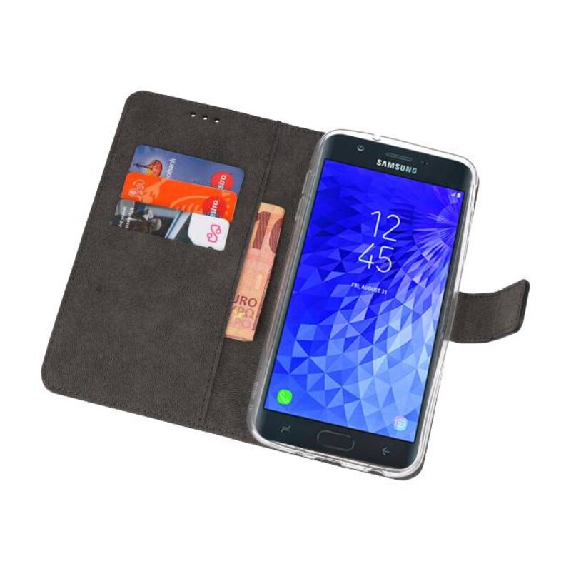 Wallet Cases Tasche für Galaxy J7 2018 Schwarz