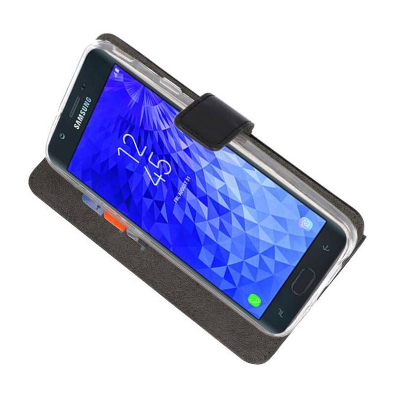 Wallet Cases Tasche für Galaxy J7 2018 Schwarz
