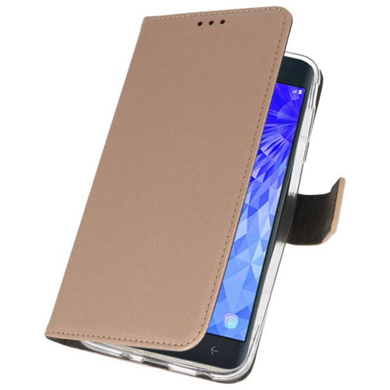 Wallet Cases Hoesje voor Galaxy J7 2018 Goud