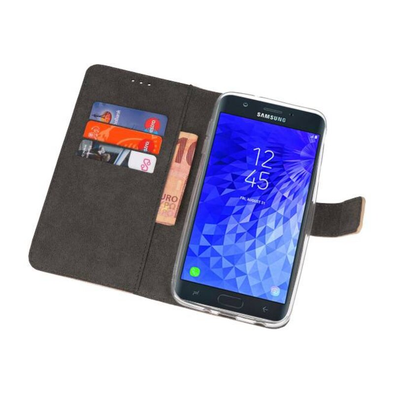 Wallet Cases Hoesje voor Galaxy J7 2018 Goud