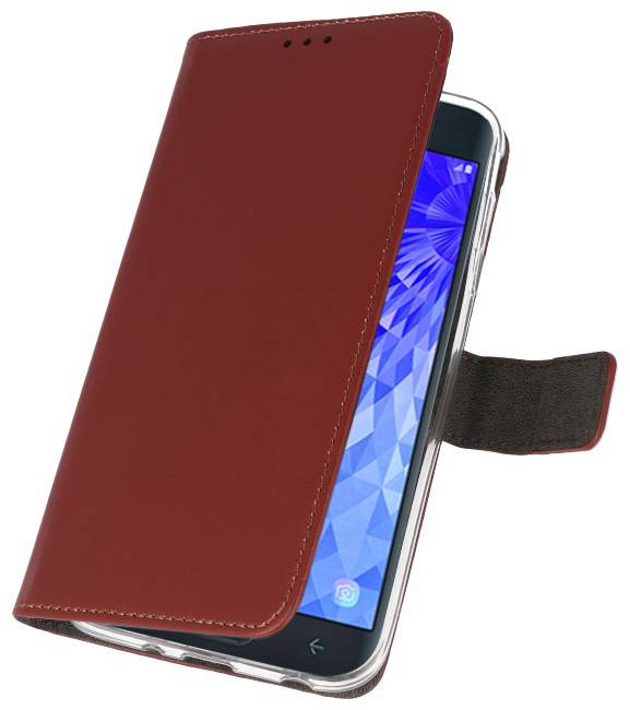 Wallet Cases Hoesje voor Galaxy J7 2018 Bruin
