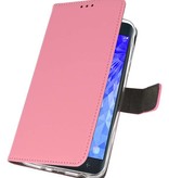 Funda con estuche Wallet para Galaxy J7 2018 rosa