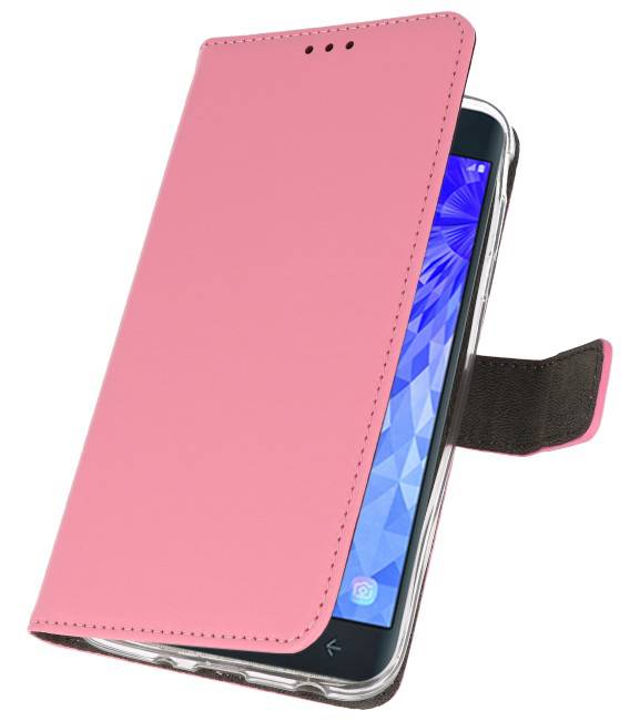 Funda con estuche Wallet para Galaxy J7 2018 rosa