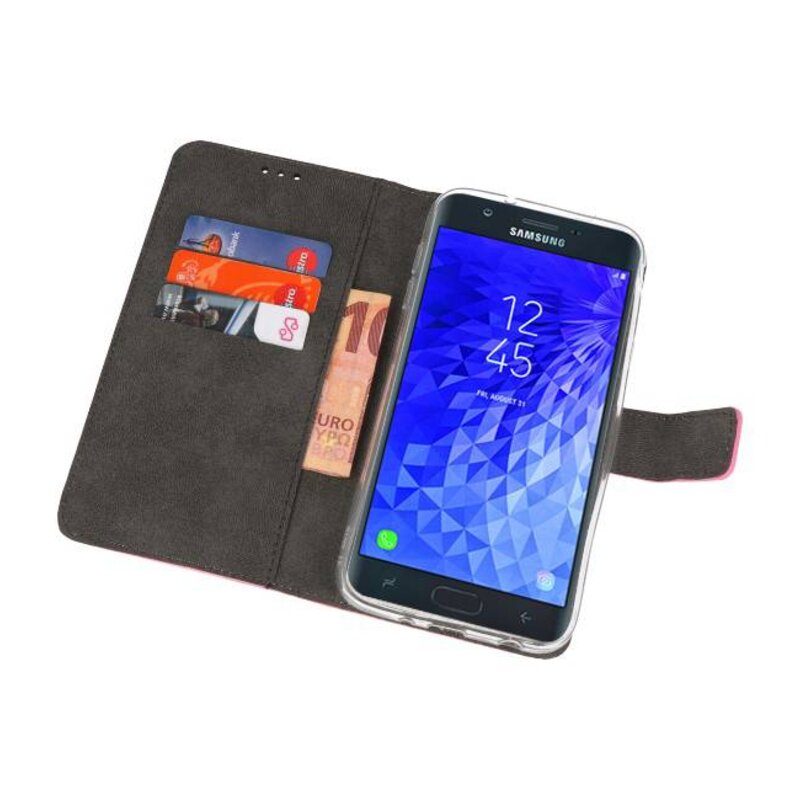 Wallet Cases Hülle für Galaxy J7 2018 Pink