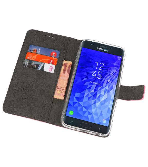 Funda con estuche Wallet para Galaxy J7 2018 rosa