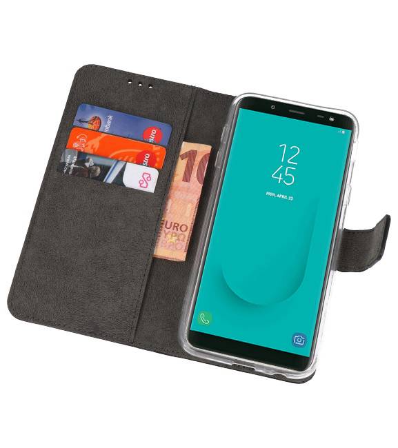 Wallet Cases Hoesje voor Galaxy J6 2018 Zwart