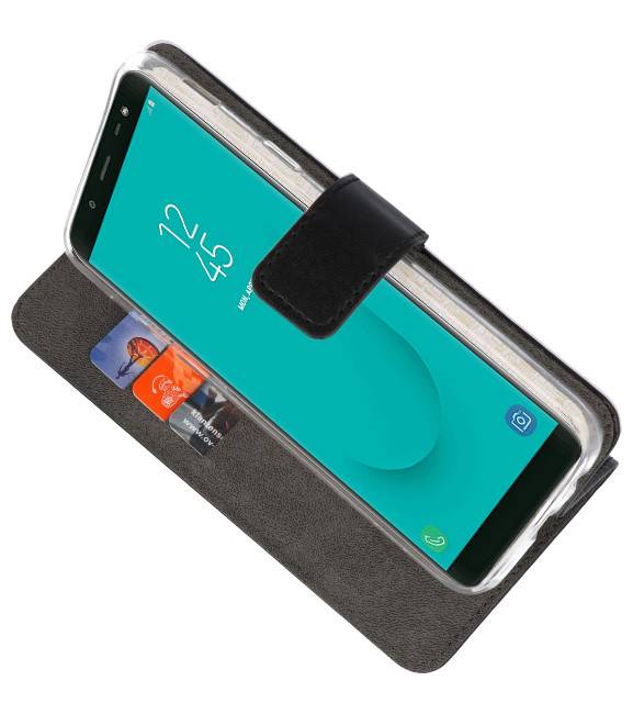 Wallet Cases Hoesje voor Galaxy J6 2018 Zwart