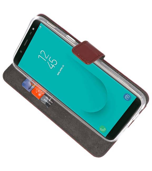 Wallet Cases Hoesje voor Galaxy J6 2018 Bruin