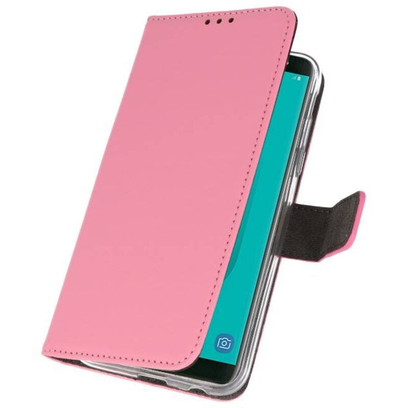 Wallet Cases Hülle für Galaxy J6 2018 Pink