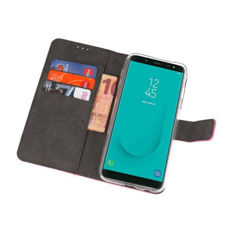 Wallet Cases Hülle für Galaxy J6 2018 Pink