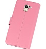 Wallet Cases Hülle für Galaxy J6 2018 Pink