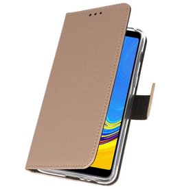 Wallet Cases Hoesje voor Galaxy A7 (2018) Goud