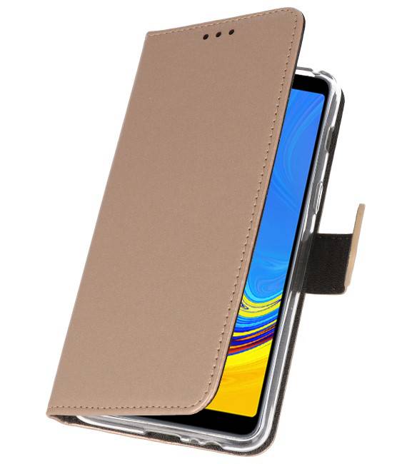 Wallet Cases Hoesje voor Galaxy A7 (2018) Goud