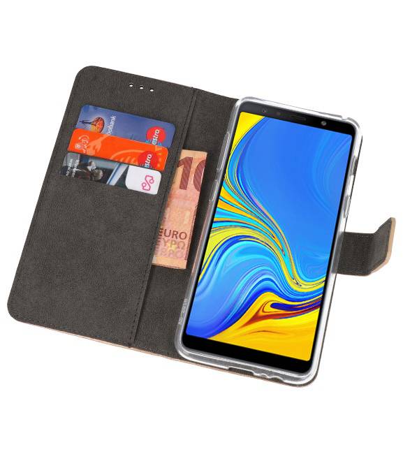 Wallet Cases Hoesje voor Galaxy A7 (2018) Goud