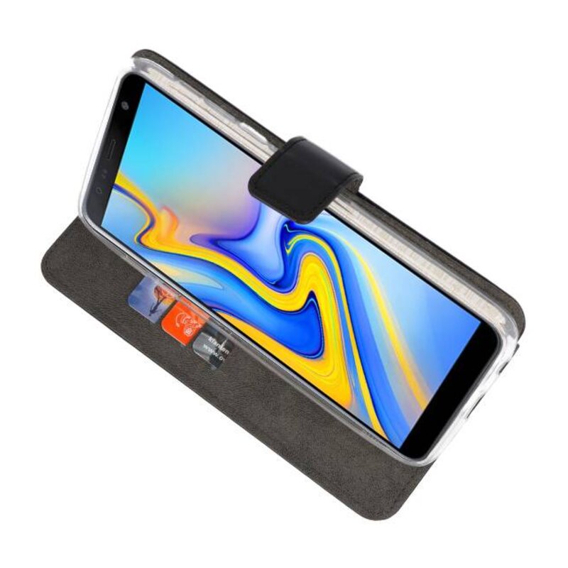 Wallet Cases Tasche für Galaxy J6 Plus Schwarz
