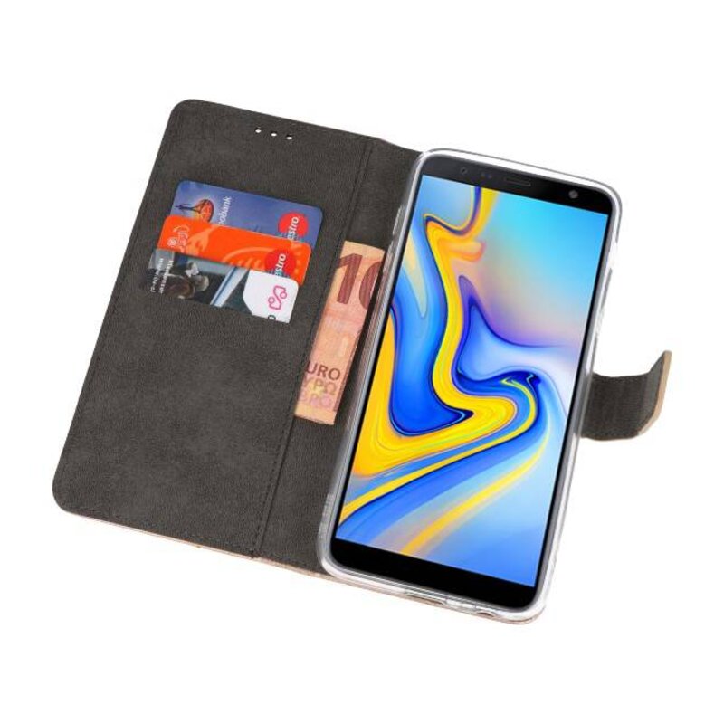 Wallet Cases Hoesje voor Galaxy J6 Plus Goud