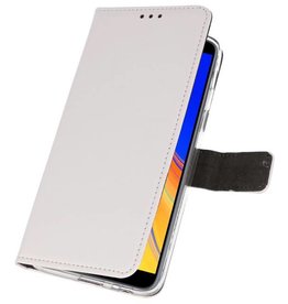 Fundas billeteras para Galaxy J4 Plus blanco