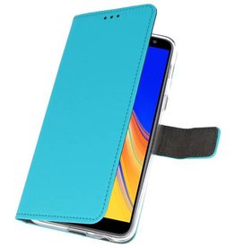 Etuis portefeuille Etui pour Galaxy J4 Plus Bleu