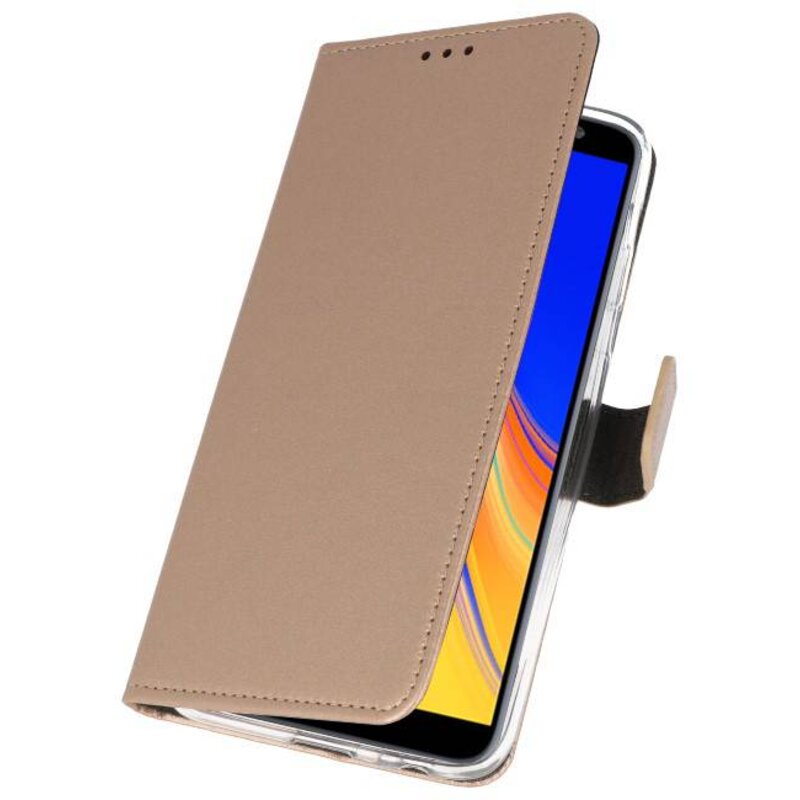 Wallet Cases Hoesje voor Galaxy J4 Plus Goud