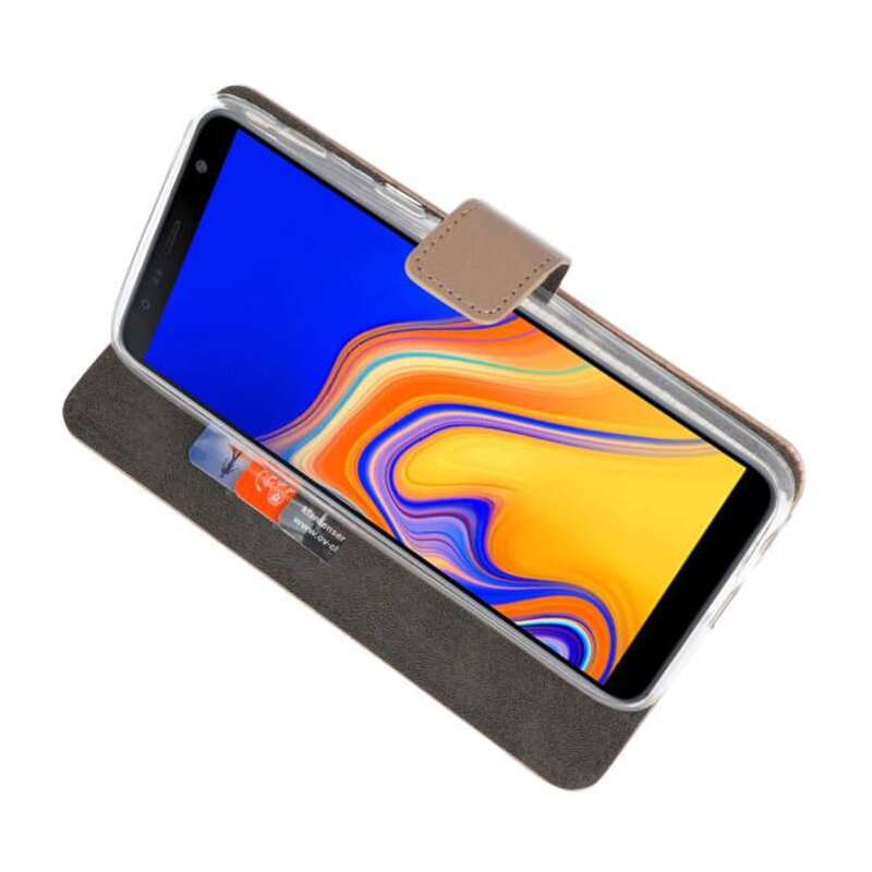 Wallet Cases Hoesje voor Galaxy J4 Plus Goud
