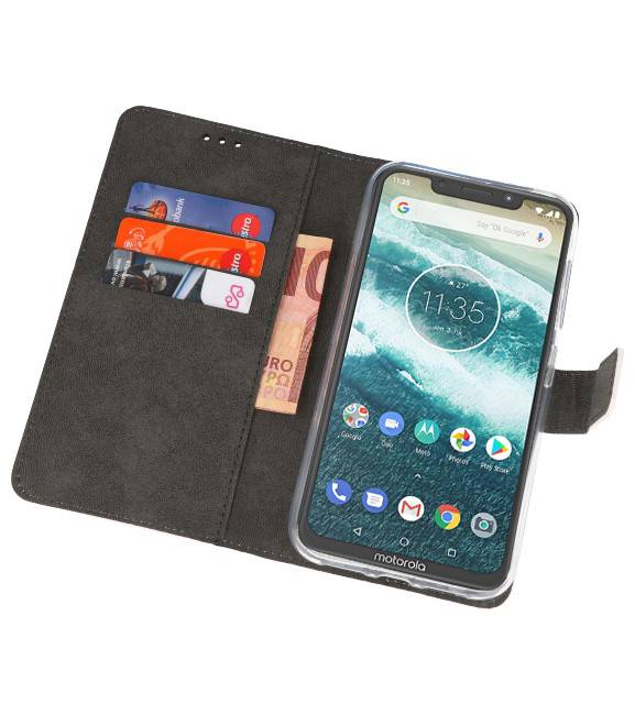 Wallet Cases Hoesje voor Moto One Wit