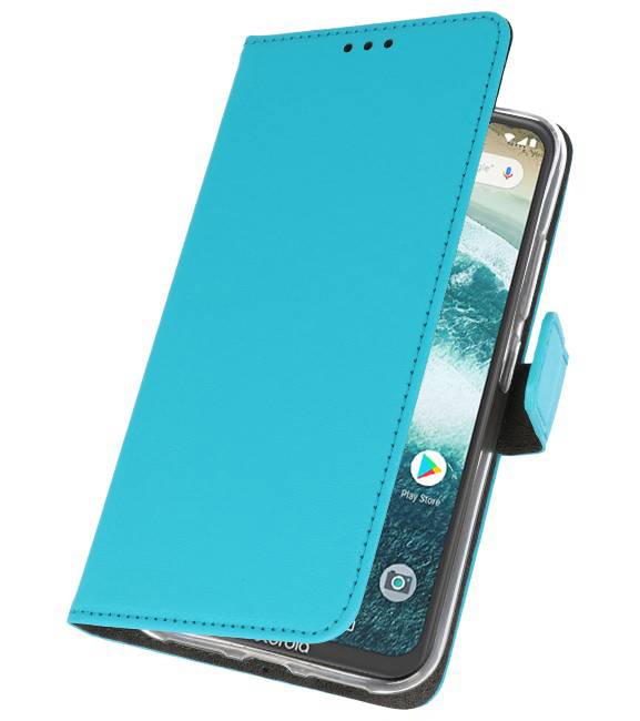 Wallet Cases Case for Moto One Blue