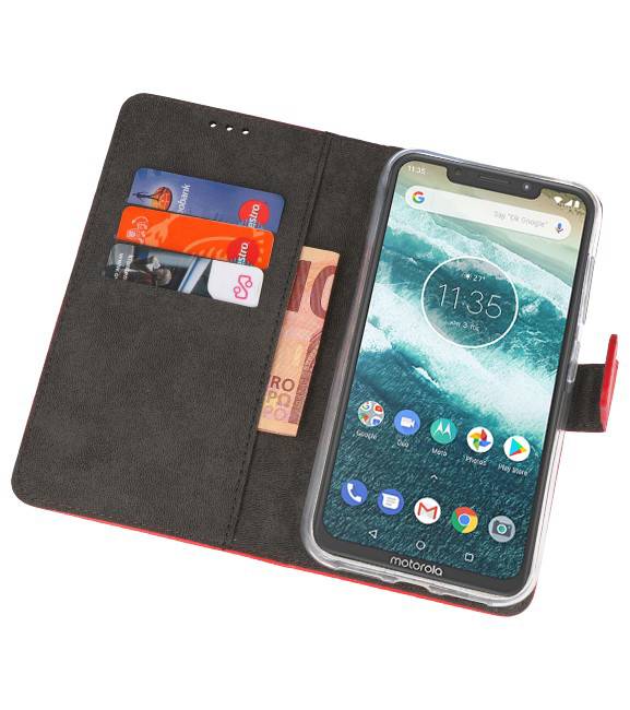 Wallet Cases Case for Moto One Red